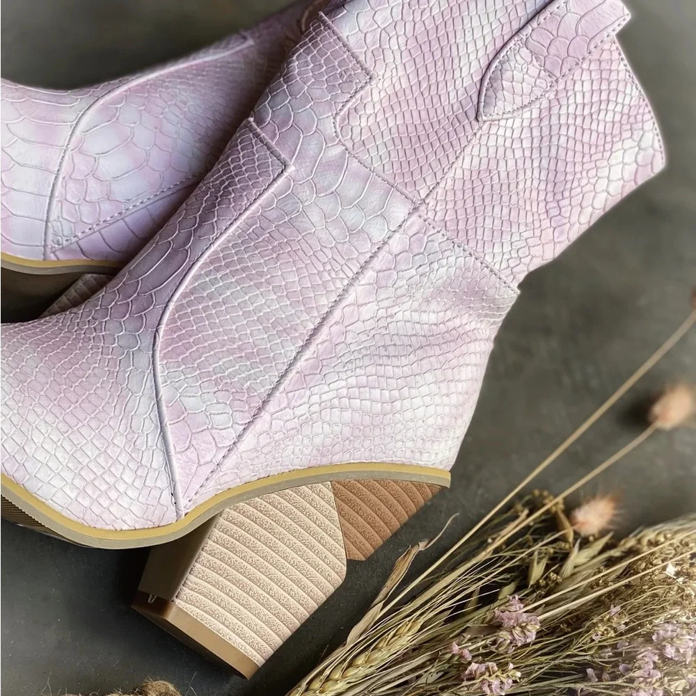 Pink Snakeskin Ankle Boots - Picture 5 of 11